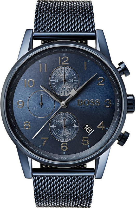 Buy Shop Hugo Boss Navigator Chronograph Blue Dial Blue Mesh Bracelet Watch for Men - 1513538 USA Online