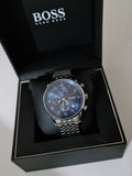 Buy Shop Hugo Boss Navigator Chronograph Blue Dial Silver Steel Strap Watch for Men - 1513498 USA Online