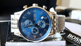 Buy Shop Hugo Boss Navigator Chronograph Blue Dial Silver Steel Strap Watch for Men - 1513498 USA Online