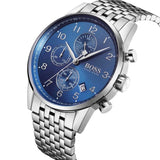 Buy Shop Hugo Boss Navigator Chronograph Blue Dial Silver Steel Strap Watch for Men - 1513498 USA Online
