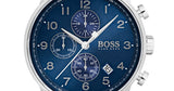 Buy Shop Hugo Boss Navigator Chronograph Blue Dial Silver Steel Strap Watch for Men - 1513498 USA Online