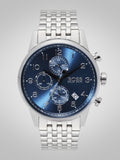 Buy Shop Hugo Boss Navigator Chronograph Blue Dial Silver Steel Strap Watch for Men - 1513498 USA Online