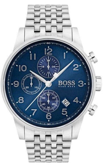 Buy Shop Hugo Boss Navigator Chronograph Blue Dial Silver Steel Strap Watch for Men - 1513498 USA Online