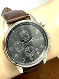 Buy Shop Hugo Boss Navigator Grey Dial Brown Leather Strap Watch for Men - 1513494 USA Online