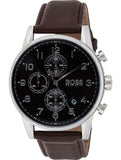 Buy Shop Hugo Boss Navigator Grey Dial Brown Leather Strap Watch for Men - 1513494 USA Online