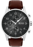 Buy Shop Hugo Boss Navigator Grey Dial Brown Leather Strap Watch for Men - 1513494 USA Online