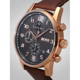 Buy Shop Hugo Boss Navigator Grey Dial Brown Leather Strap Watch for Men - 1513496 USA Online