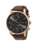 Buy Shop Hugo Boss Navigator Grey Dial Brown Leather Strap Watch for Men - 1513496 USA Online
