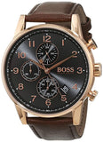 Buy Shop Hugo Boss Navigator Grey Dial Brown Leather Strap Watch for Men - 1513496 USA Online