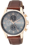 Buy Shop Hugo Boss Navigator Grey Dial Brown Leather Strap Watch for Men - 1513496 USA Online