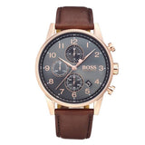 Buy Shop Hugo Boss Navigator Grey Dial Brown Leather Strap Watch for Men - 1513496 USA Online