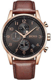 Buy Shop Hugo Boss Navigator Grey Dial Brown Leather Strap Watch for Men - 1513496 USA Online