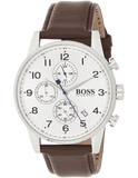 Buy Shop Hugo Boss Navigator White Dial Brown Leather Strap Watch for Men - 1513495 USA Online