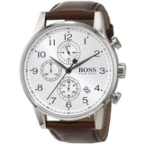Buy Shop Hugo Boss Navigator White Dial Brown Leather Strap Watch for Men - 1513495 USA Online