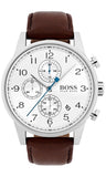 Buy Shop Hugo Boss Navigator White Dial Brown Leather Strap Watch for Men - 1513495 USA Online