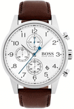 Buy Shop Hugo Boss Navigator White Dial Brown Leather Strap Watch for Men - 1513495 USA Online