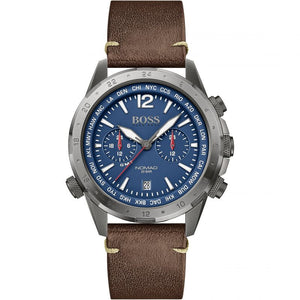 Buy Shop Hugo Boss Nomad Blue Dial Brown Leather Strap Watch for Men - 1513773 USA Online