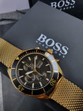 Buy Shop Hugo Boss Ocean Edition Black Dial Gold Mesh Bracelet Watch for Men - 1513703 USA Online
