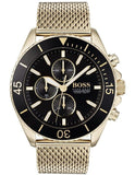 Buy Shop Hugo Boss Ocean Edition Black Dial Gold Mesh Bracelet Watch for Men - 1513703 USA Online