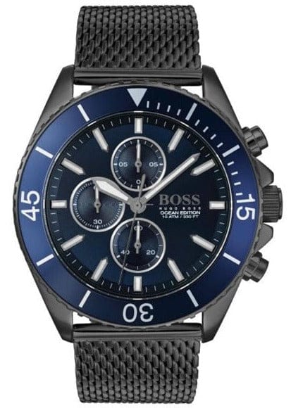 Buy Shop Hugo Boss Ocean Edition Blue Dial Black Mesh Bracelet Watch for Men - 1513702 USA Online