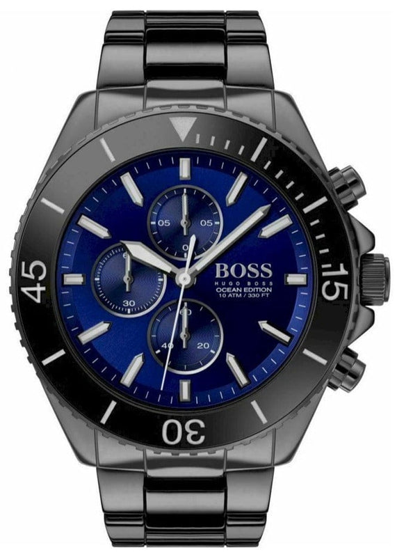 Buy Shop Hugo Boss Ocean Edition Navy Blue Dial Black Steel Strap Watch for Men - 1513743 USA Online