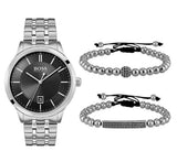 Buy Shop Hugo Boss Officer Black Dial Silver Steel Strap Watch for Men - 1513614 USA Online