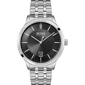 Buy Shop Hugo Boss Officer Black Dial Silver Steel Strap Watch for Men - 1513614 USA Online