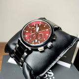 Buy Shop Hugo Boss One Chronograph Red Dial Grey Steel Strap Watch For Men - 1514000 USA Online