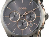 Buy Shop Hugo Boss Onyx Chronograph Grey Dial Black Leather Strap Watch For Men - HB1513366 USA Online