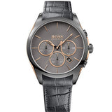 Buy Shop Hugo Boss Onyx Chronograph Grey Dial Black Leather Strap Watch For Men - HB1513366 USA Online
