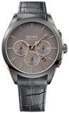 Buy Shop Hugo Boss Onyx Chronograph Grey Dial Black Leather Strap Watch For Men - HB1513366 USA Online