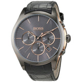 Buy Shop Hugo Boss Onyx Grey Dial Black Leather Strap Watch for Men - 1513366 USA Online