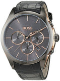 Buy Shop Hugo Boss Onyx Grey Dial Black Leather Strap Watch for Men - 1513366 USA Online