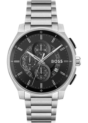 Buy Shop Hugo Boss Peak Chronograph Black Dial Silver Steel Strap Watch for Men - 1514191 USA Online