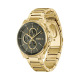 Buy Shop Hugo Boss Peak Chronograph Olive Green Dial Gold Steel Strap Watch for Men - 1514190 USA Online