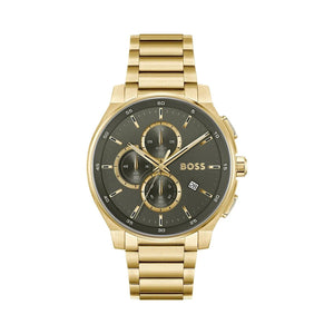 Buy Shop Hugo Boss Peak Chronograph Olive Green Dial Gold Steel Strap Watch for Men - 1514190 USA Online