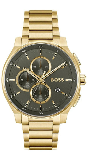 Buy Shop Hugo Boss Peak Chronograph Olive Green Dial Gold Steel Strap Watch for Men - 1514190 USA Online