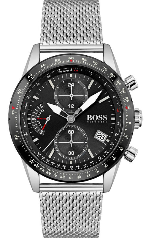 Buy Shop Hugo Boss Pilot Edition Black Dial Silver Mesh Bracelet Watch for Men - 1513886 USA Online