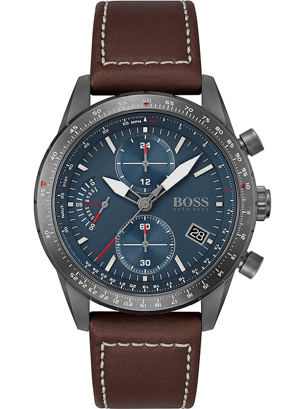 Buy Shop Hugo Boss Pilot Edition Blue Dial Brown Leather Strap Watch for Men - 1513852 USA Online