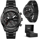 Buy Shop Hugo Boss Pilot Edition Chronograph Black Dial Black Steel Strap Watch for Men - 1513854 USA Online