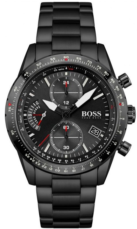 Buy Shop Hugo Boss Pilot Edition Chronograph Black Dial Black Steel Strap Watch for Men - 1513854 USA Online