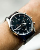 Buy Shop Hugo Boss Pioneer Chronograph Black Dial Black Leather Strap Watch For Men - 1513708 USA Online