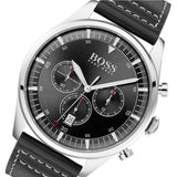 Buy Shop Hugo Boss Pioneer Chronograph Black Dial Black Leather Strap Watch For Men - 1513708 USA Online
