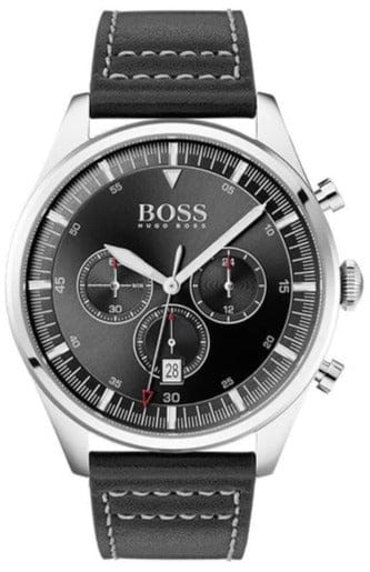 Buy Shop Hugo Boss Pioneer Chronograph Black Dial Black Leather Strap Watch For Men - 1513708 USA Online