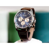 Buy Shop Hugo Boss Pioneer Chronograph Blue Dial Brown Leather Strap Watch For Men - 1513709 USA Online