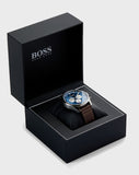Buy Shop Hugo Boss Pioneer Chronograph Blue Dial Brown Leather Strap Watch For Men - 1513709 USA Online