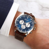 Buy Shop Hugo Boss Pioneer Chronograph Blue Dial Brown Leather Strap Watch For Men - 1513709 USA Online