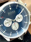 Buy Shop Hugo Boss Pioneer Chronograph Blue Dial Brown Leather Strap Watch For Men - 1513709 USA Online