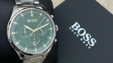 Buy Shop Hugo Boss Pioneer Green Dial Silver Steel Strap Watch for Men - 1513868 USA Online