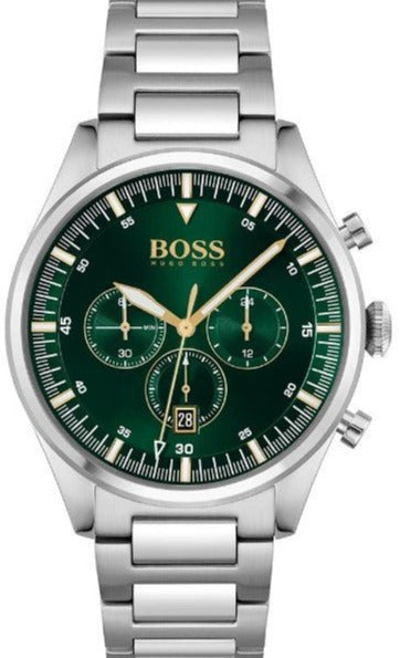 Buy Shop Hugo Boss Pioneer Green Dial Silver Steel Strap Watch for Men - 1513868 USA Online